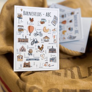 ABC ansichtkaart Barneveld - Een unieke ansichtkaart met herkenbare en handgetekende illustraties van Barneveld product afbeelding