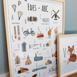 ABC poster Ede - Een unieke stadsposter met herkenbare en handgetekende illustraties van Ede product afbeelding