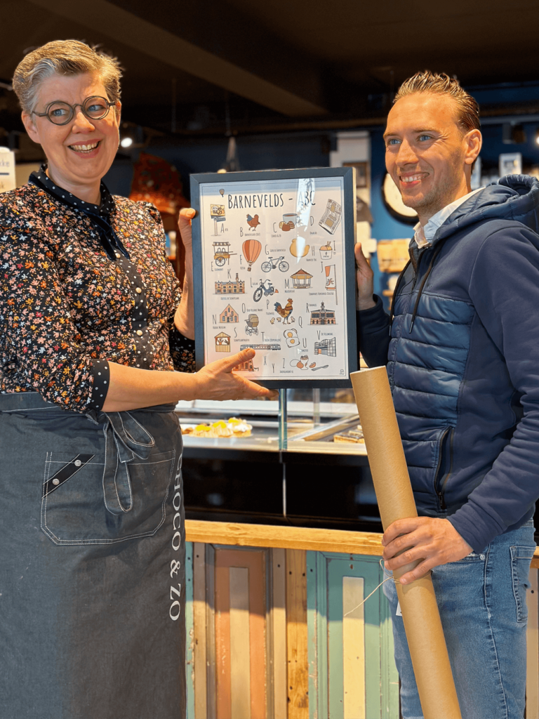 Blog over PosterPlaats X Ondernemers Jelle van Vliet samen met Christa Lagerwerf van Choco & Zo en het Barnevelds ABC