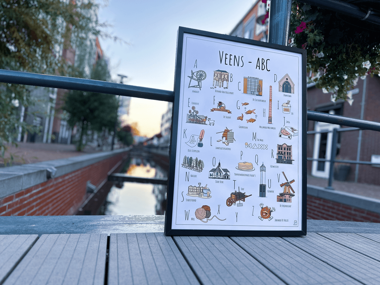 PosterPlaats stadsposter Veens ABC poster plaats Veenendaal foto gracht met goudvissen