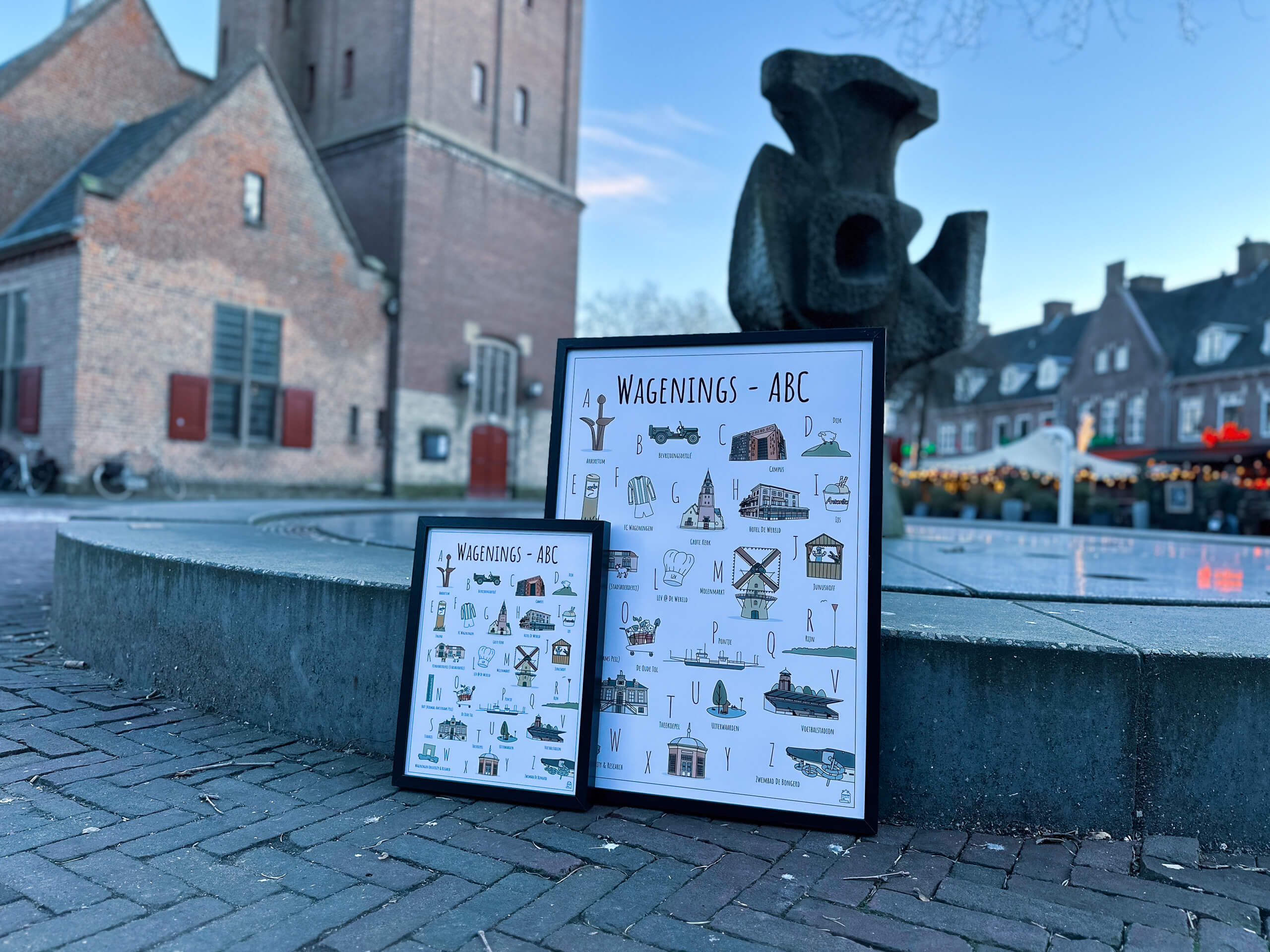 PosterPlaats stadsposter Wagenings ABC poster plaats Wageningen foto Grote Kerk aan de Markt of Johannes de Doperkerk