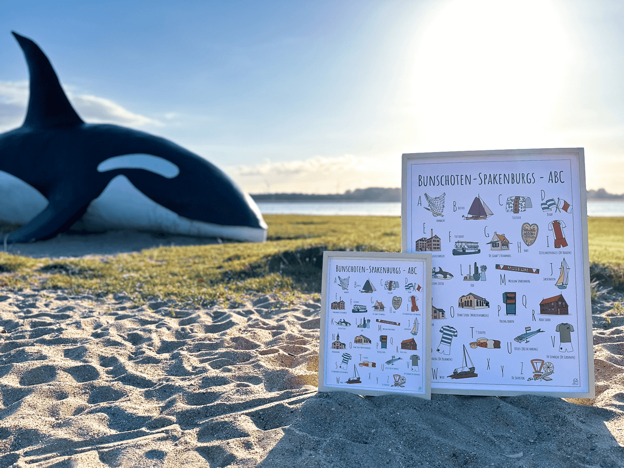 PosterPlaats stadsposter Bunschoten-Spakenburgs ABC poster plaats Bunschoten-Spakenburg foto Kleine Zeetje Strand Eemmeer