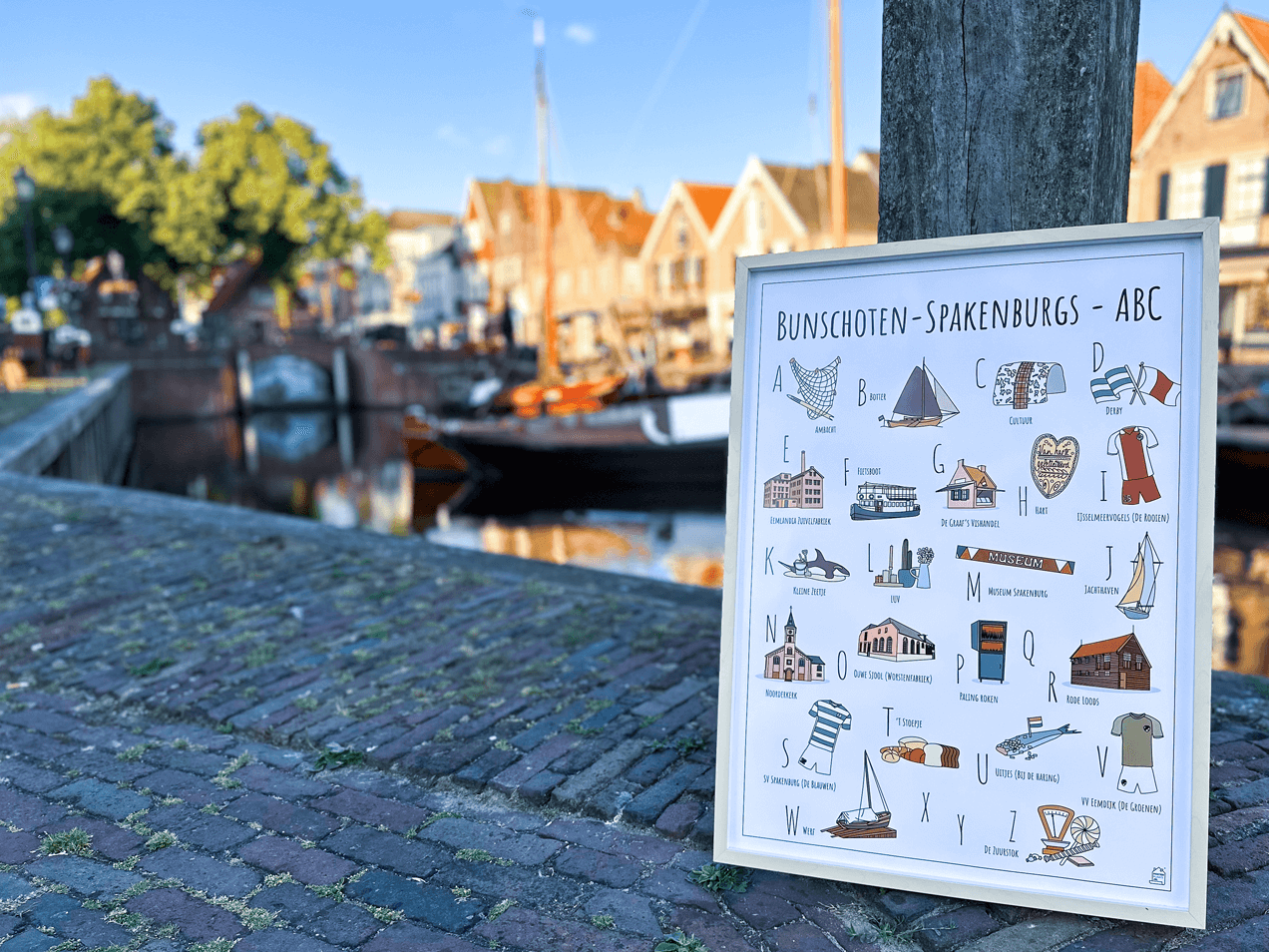 PosterPlaats stadsposter Bunschoten-Spakenburgs ABC poster plaats Bunschoten-Spakenburg foto Botters Museum Haven Werf Rode Loods