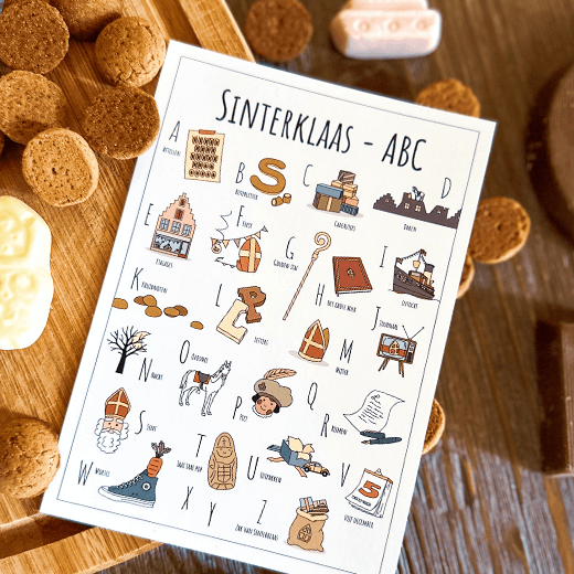 Blog over nieuw ABC ansichtkaart Sinterklaas met kruidnoten en chocoladeletter