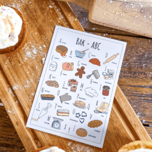 ABC ansichtkaart Bakken - Een unieke ansichtkaart met herkenbare en handgetekende illustraties van het Bakken product afbeelding