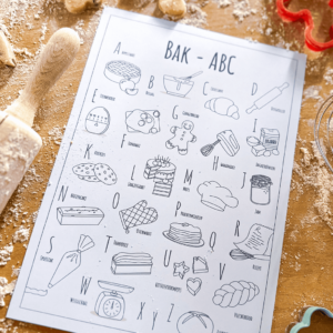 ABC kleurplaat Bakken - Een unieke kleurplaat met herkenbare en handgetekende illustraties van het Bakken product afbeelding