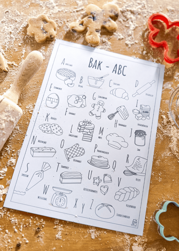 ABC kleurplaat Bakken - Een unieke kleurplaat met herkenbare en handgetekende illustraties van het Bakken product afbeelding