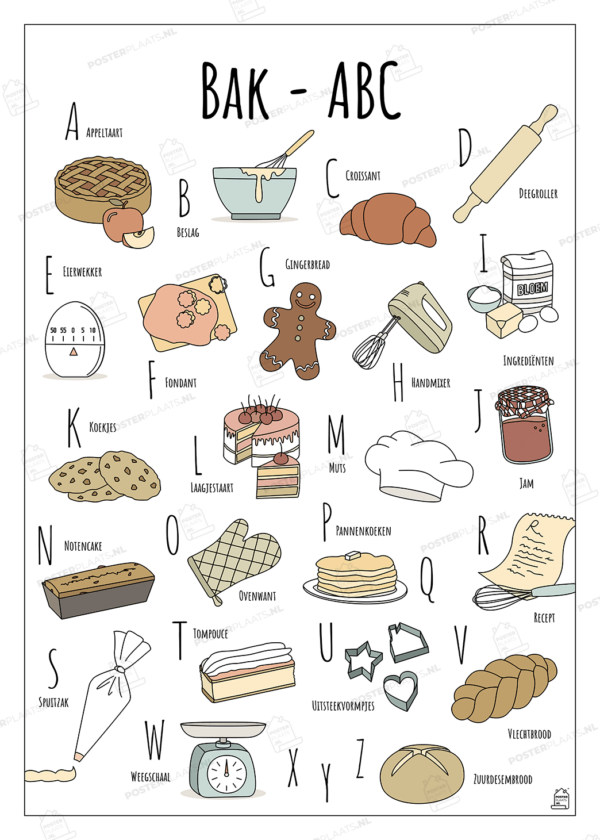 ABC poster Bakken - Een unieke post met herkenbare en handgetekende illustraties van het Bakken met watermerk