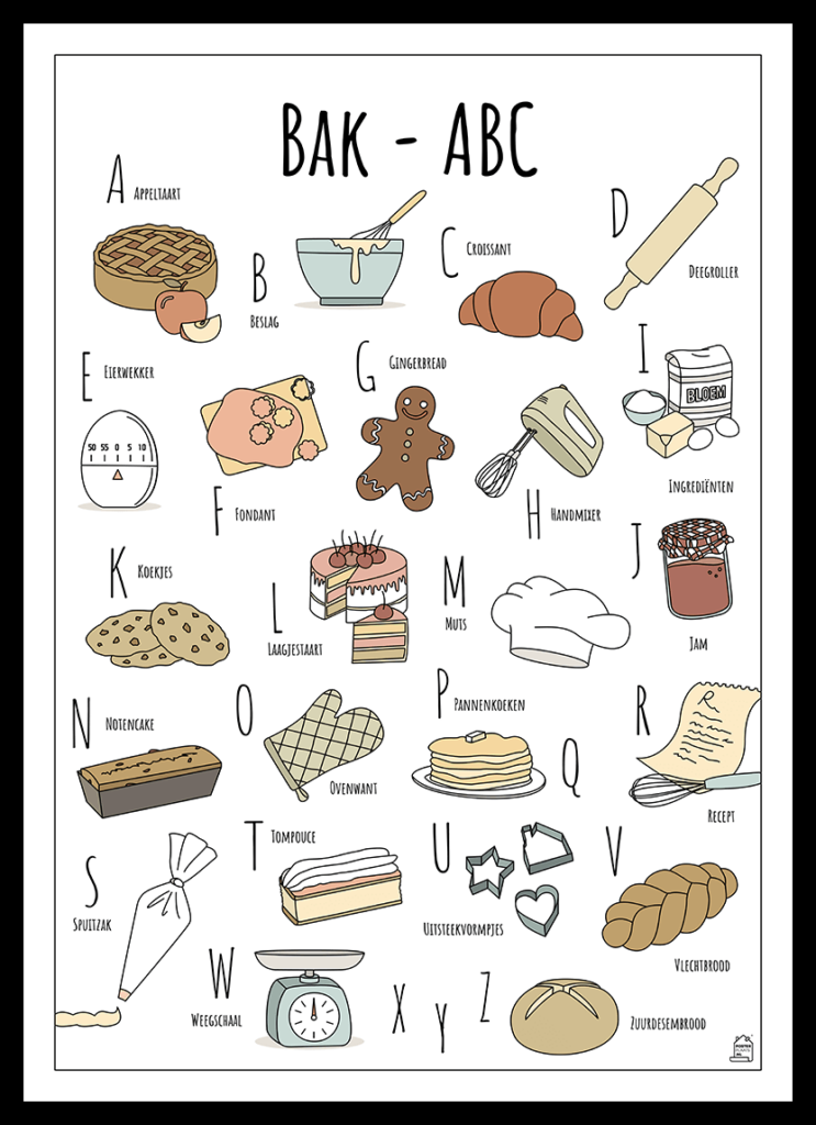 ABC poster Bakken - Een unieke poster met herkenbare en handgetekende illustraties van het Bakken