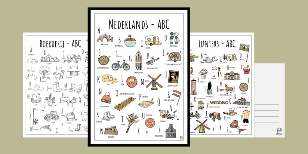 PosterPlaats ABC producten met posters ansichtkaarten en kleurplaten header