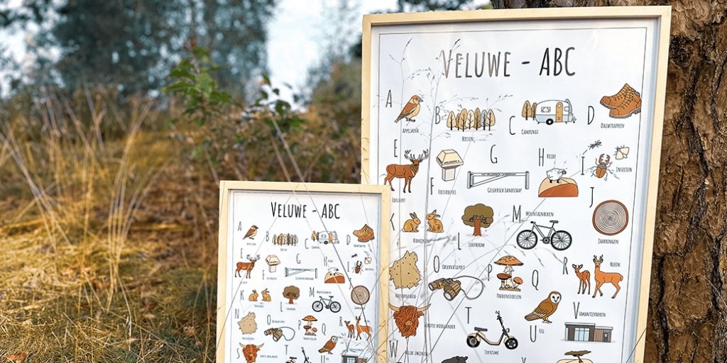 PosterPlaats Veluwe ABC poster ansichtkaarten en kleurplaten van het thema Veluwe header