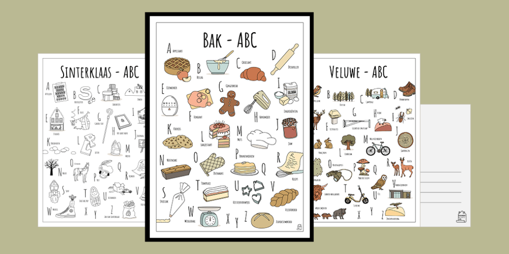 PosterPlaats ABC thema's met posters ansichtkaarten en kleurplaten header