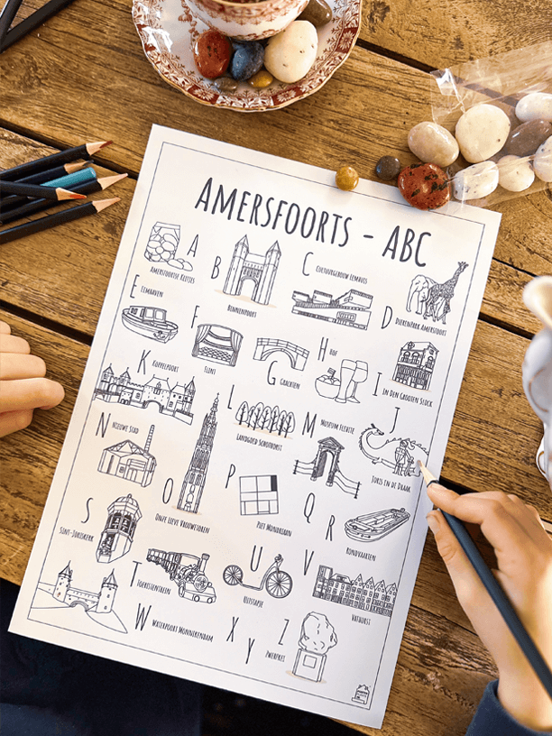 Blog over nieuw ABC kleurplaat Amersfoort met de lekkernij Amersfoortse keitjes