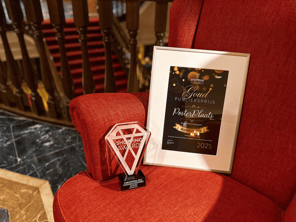 Shopping Awards 2025 en de gewonnen award goud categorie woonaccessoires in Grand Hotel Huis Ter Duin