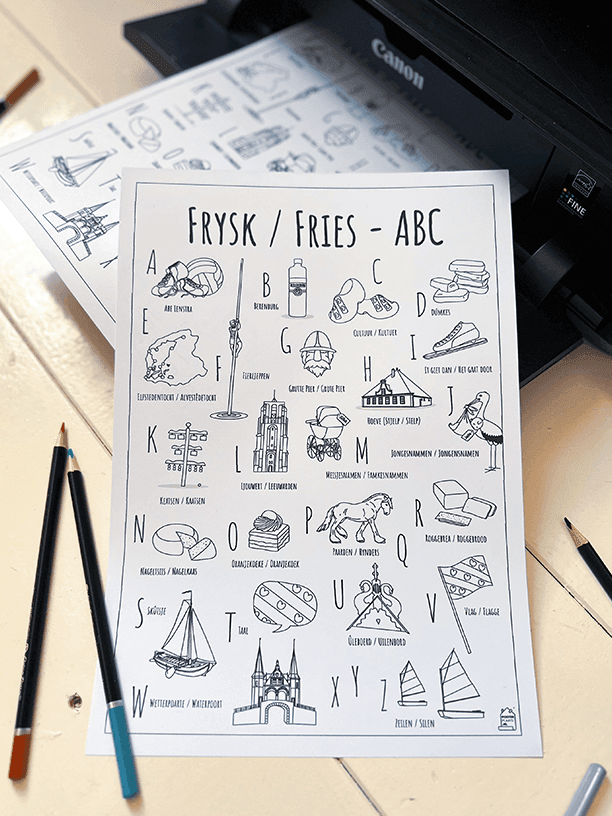 Blog over nieuw ABC poster Fryslân / Friesland met de Frysk / Fries ABC kleurplaat