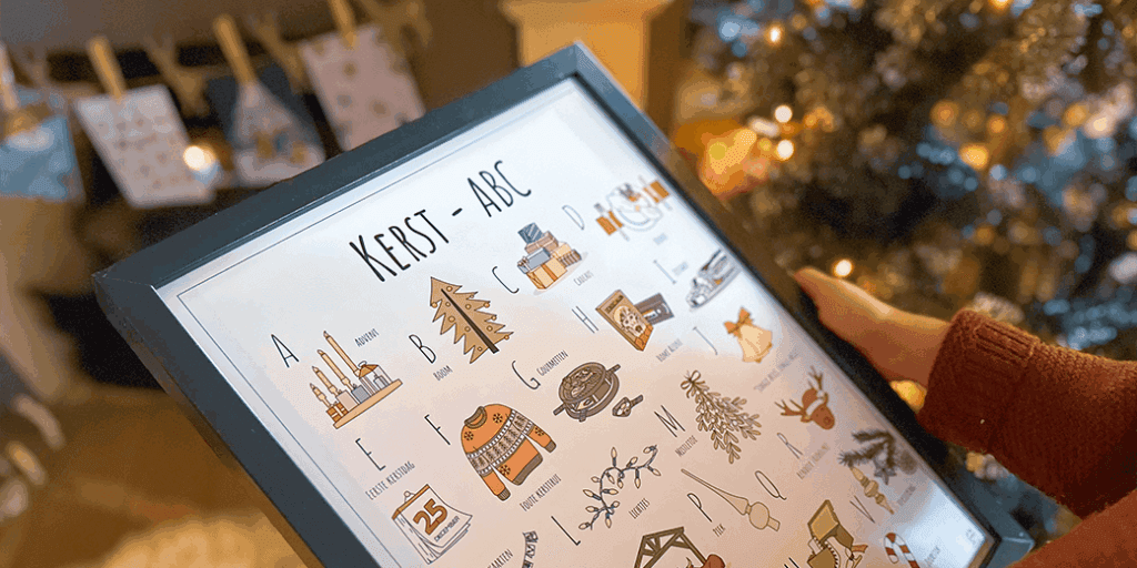 PosterPlaats Kerst ABC poster ansichtkaarten en kleurplaten van het thema Kerst header