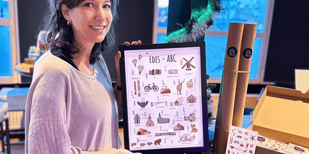 Uniek (kerst) geschenk voor collega's of relaties met onze ABC posters en ansichtkaarten van Ede met tevreden klant Nicole van Alfen