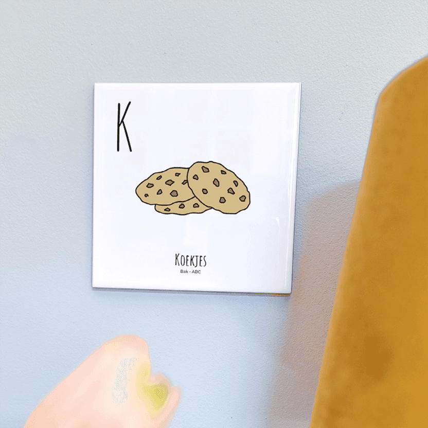 PosterPlaats ABC tegeltje Bakken met koekjes als leuk lokaal cadeau of relatiegeschenk