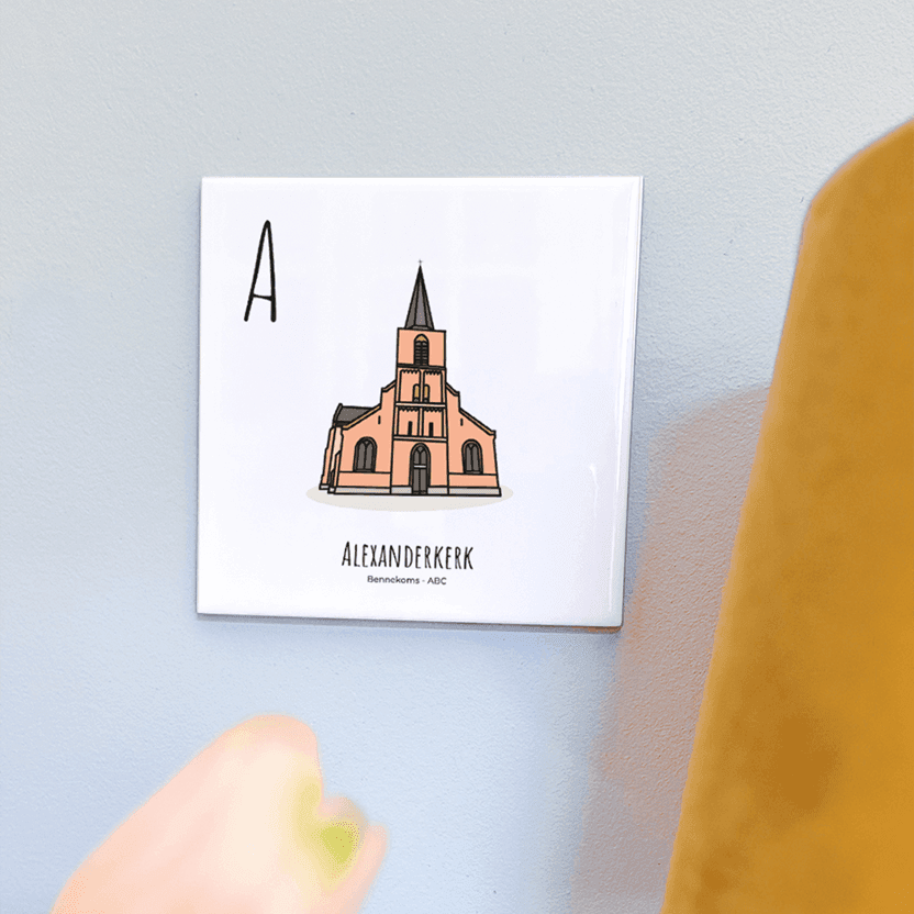 PosterPlaats ABC tegeltje Bennekom met alexanderkerk als leuk lokaal cadeau of relatiegeschenk