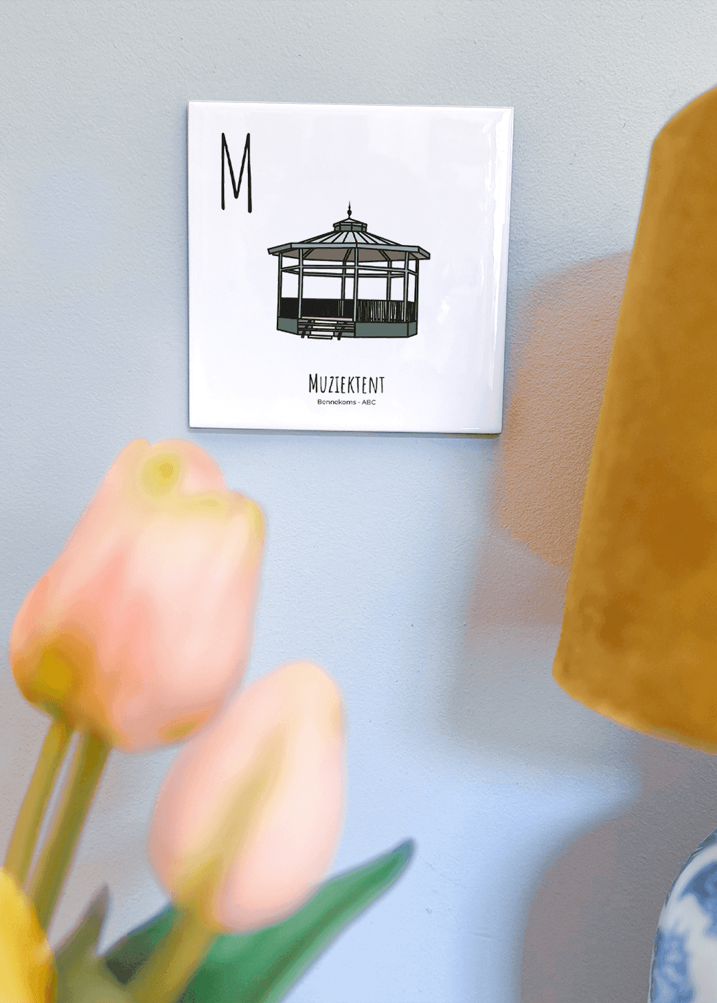 PosterPlaats ABC tegeltje Bennekom met muziektent als leuk lokaal cadeau of relatiegeschenk