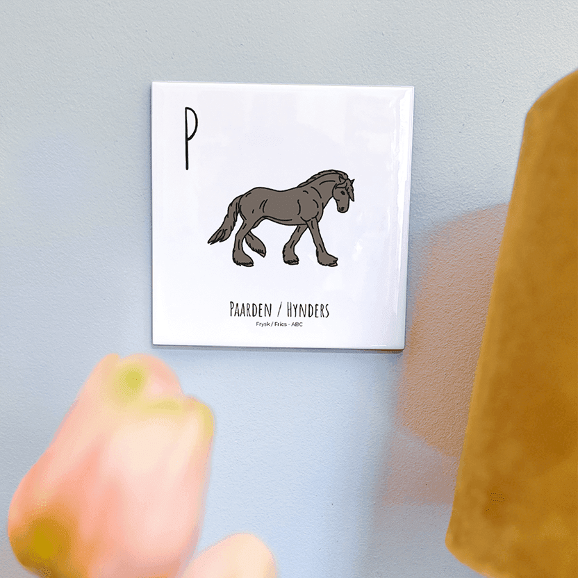 PosterPlaats ABC tegeltje Fryslan Friesland met paarden hynders als leuk lokaal cadeau of relatiegeschenk