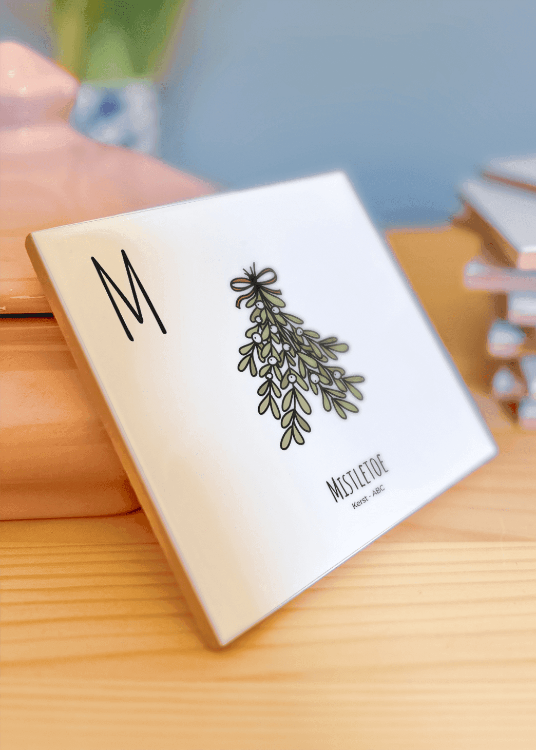 PosterPlaats ABC tegeltje Kerst met mistletoe als leuk lokaal cadeau of relatiegeschenk