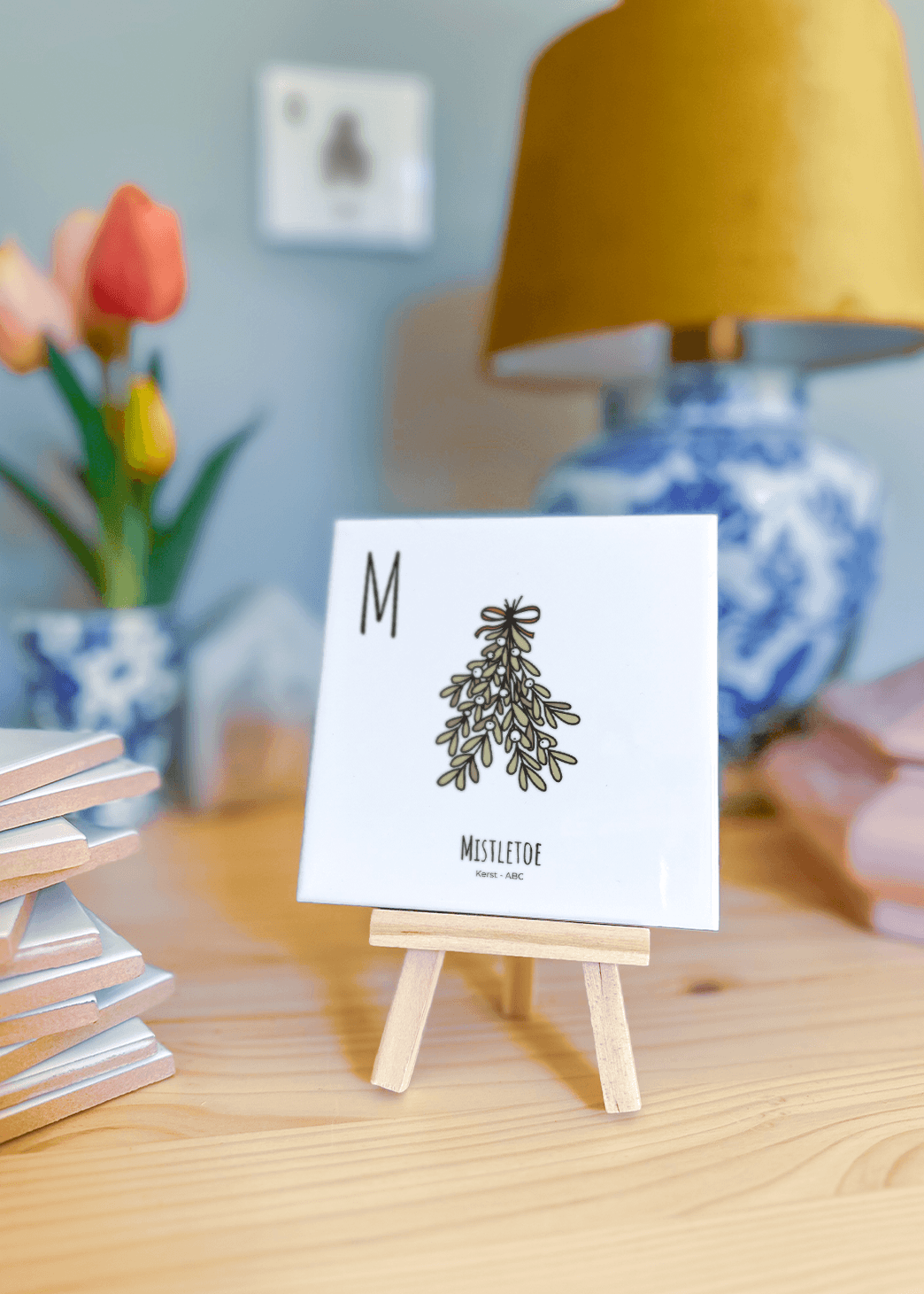 PosterPlaats ABC tegeltje Kerst met mistletoe als leuk lokaal cadeau of relatiegeschenk
