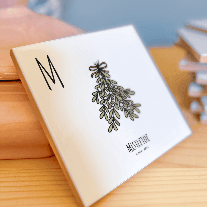 PosterPlaats ABC tegeltje Kerst met mistletoe als leuk lokaal cadeau of relatiegeschenk