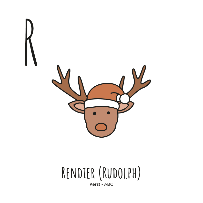 PosterPlaats ABC tegeltje Kerst met rendier rudolph als leuk lokaal cadeau of relatiegeschenk