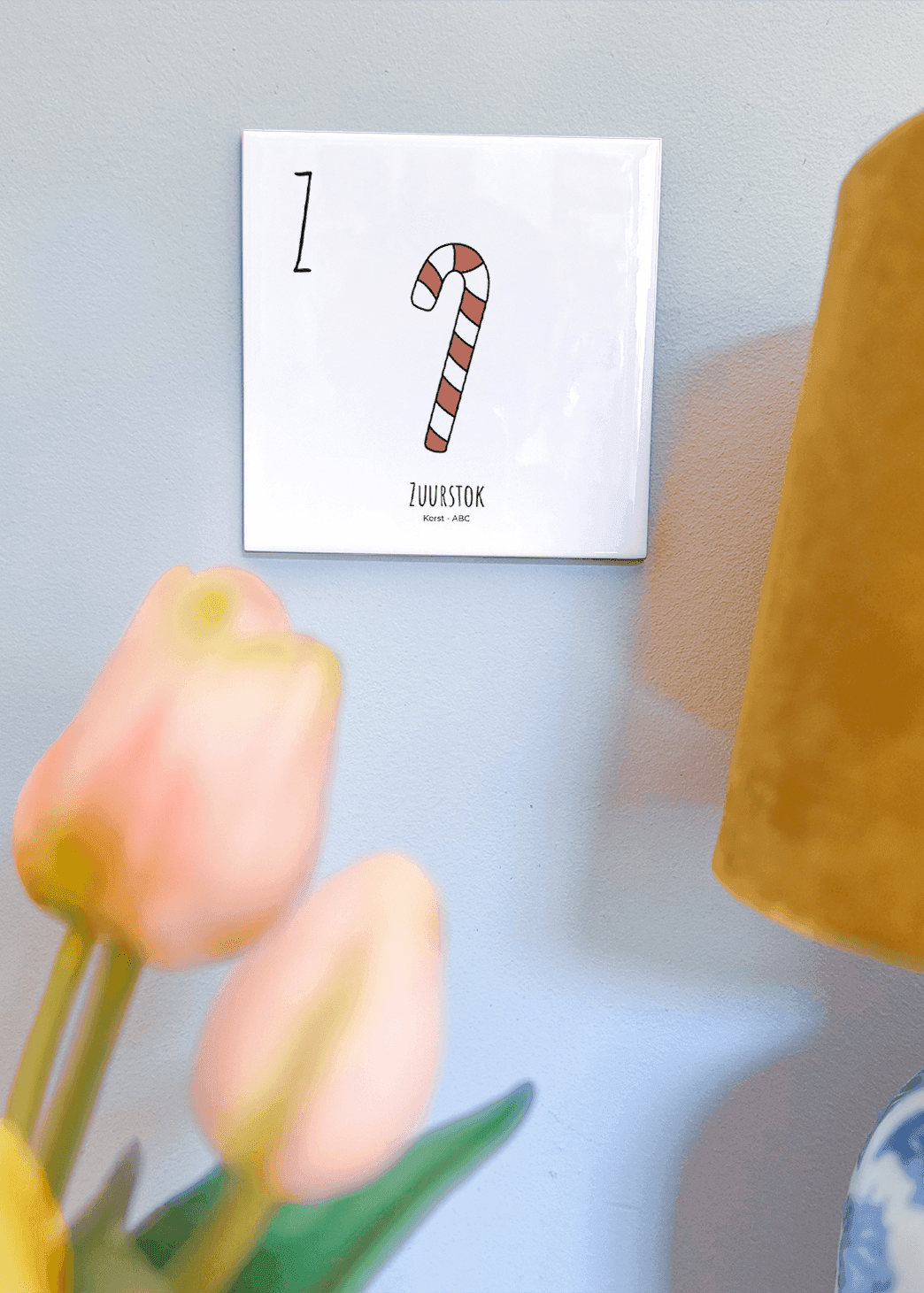 PosterPlaats ABC tegeltje Kerst met zuurstok als leuk lokaal cadeau of relatiegeschenk
