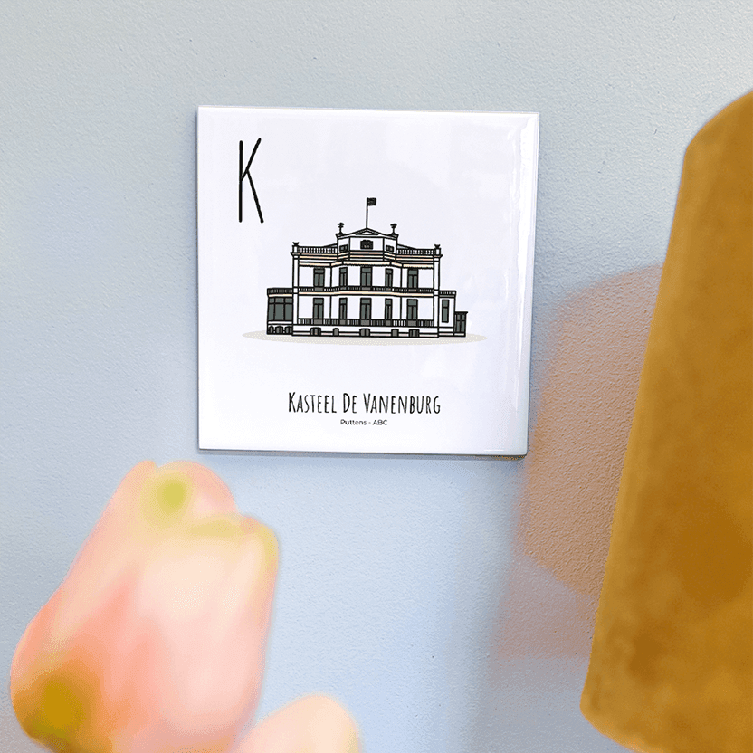 PosterPlaats ABC tegeltje Putten met kasteel de vanenburg als leuk lokaal cadeau of relatiegeschenk