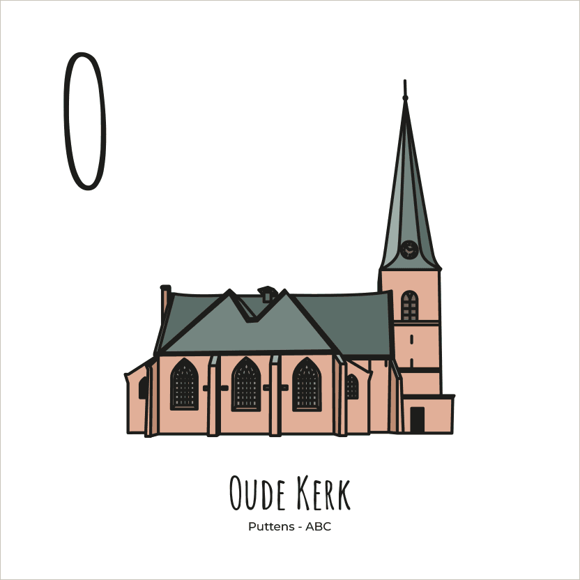 PosterPlaats ABC tegeltje Putten met oude kerk als leuk lokaal cadeau of relatiegeschenk