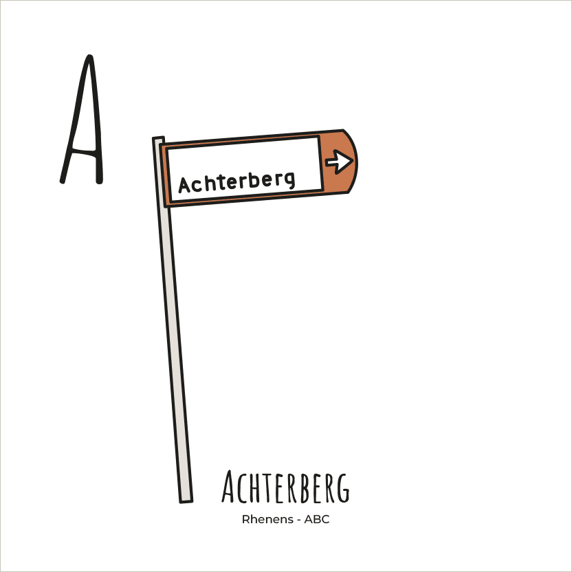 PosterPlaats ABC tegeltje Rhenen met achterberg als leuk lokaal cadeau of relatiegeschenk