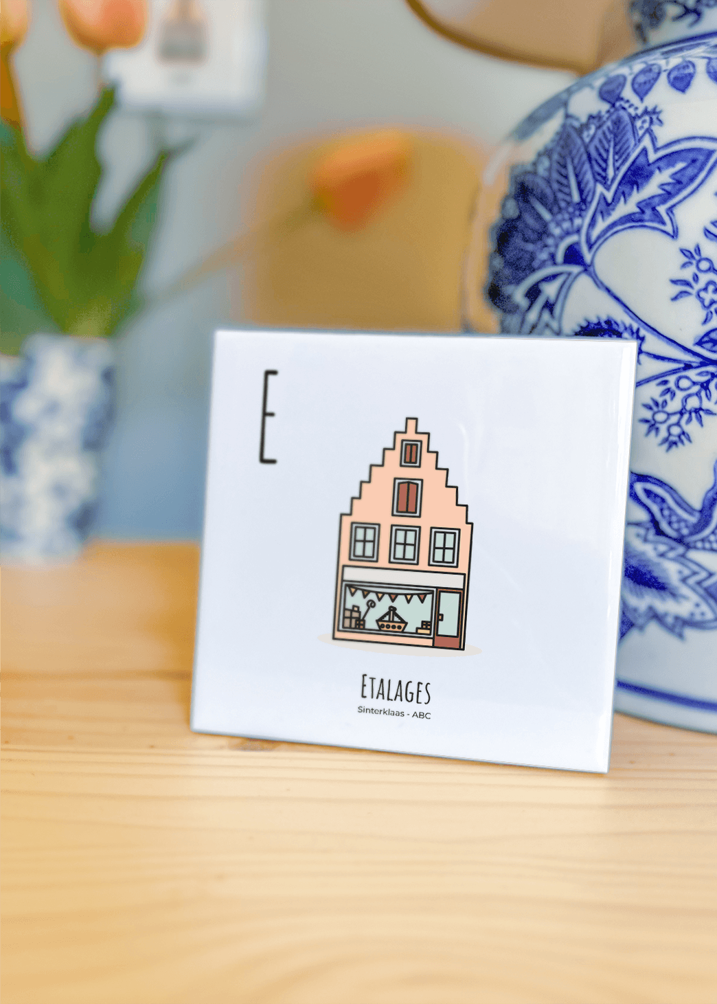 PosterPlaats ABC tegeltje Sinterklaas met etalages als leuk lokaal cadeau of relatiegeschenk