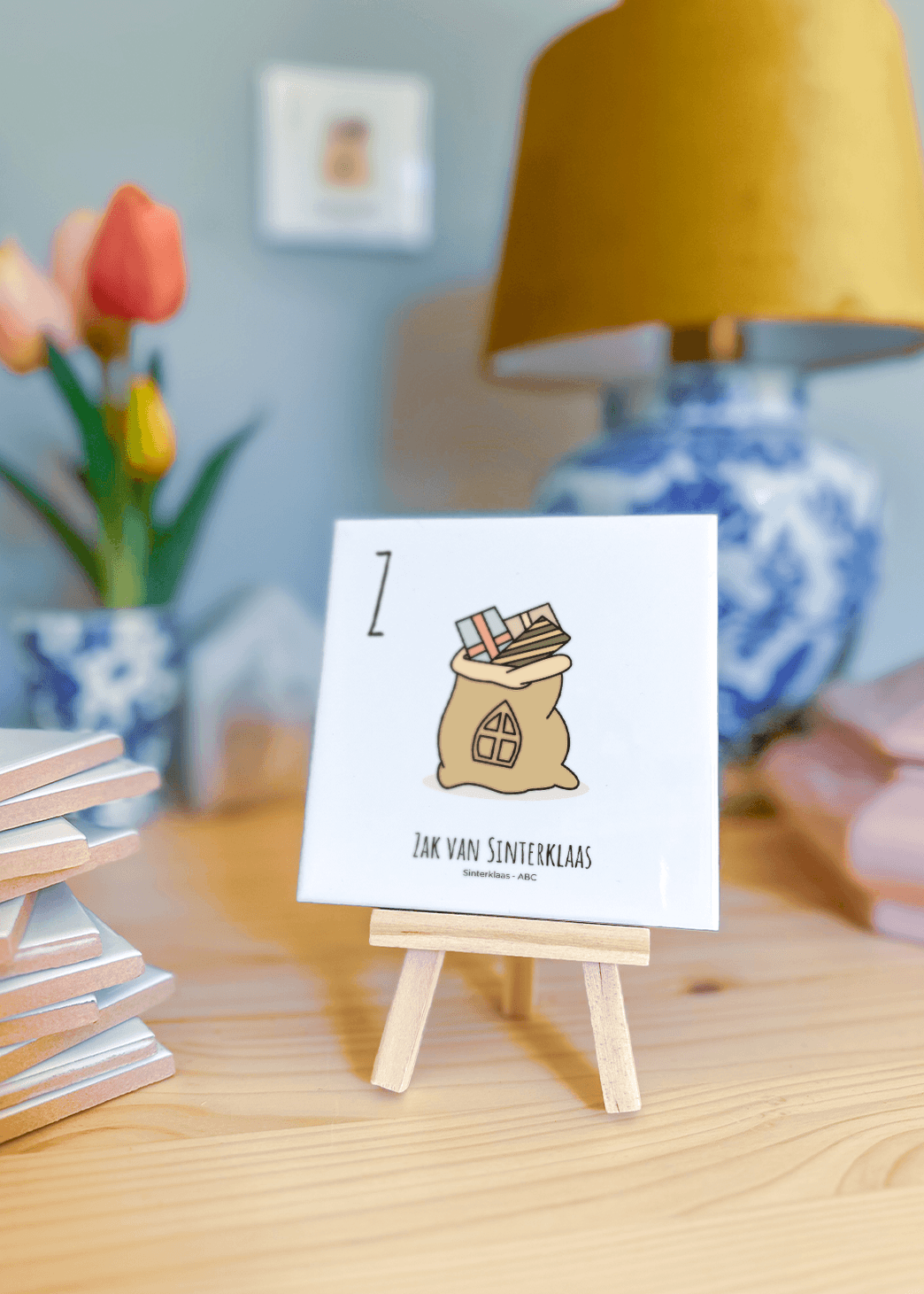PosterPlaats ABC tegeltje Sinterklaas met zak van Sinterklaas met als leuk lokaal cadeau of relatiegeschenk