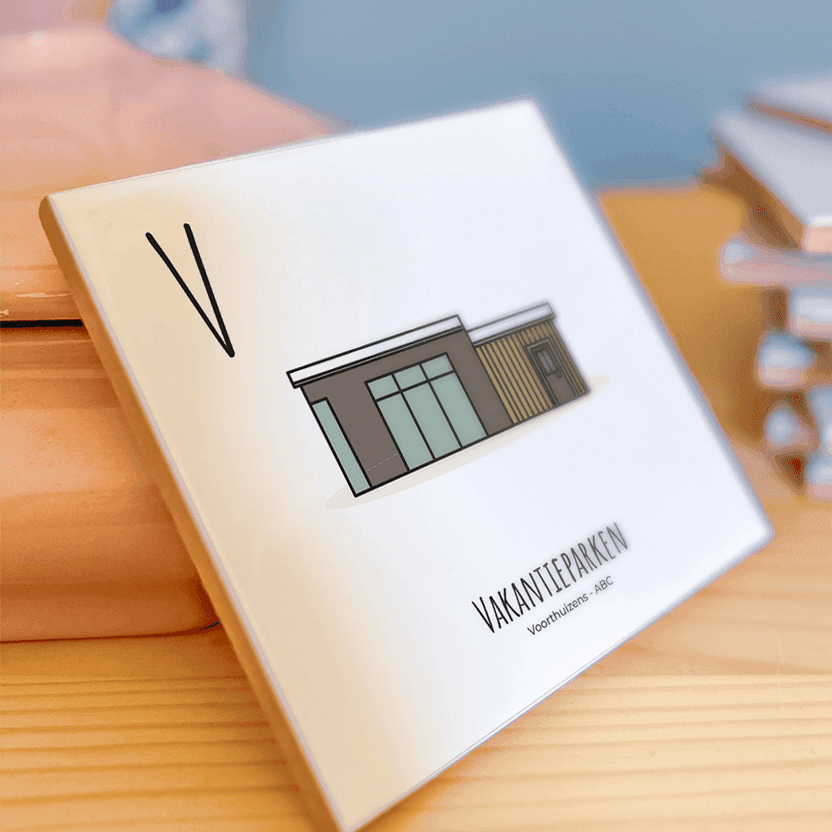 PosterPlaats ABC tegeltje Voorthuizen met vakantieparken als leuk lokaal cadeau of relatiegeschenk