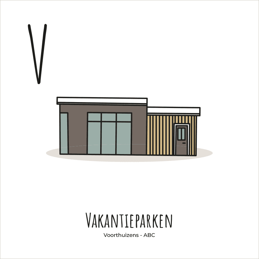 PosterPlaats ABC tegeltje Voorthuizen met vakantieparken als leuk lokaal cadeau of relatiegeschenk