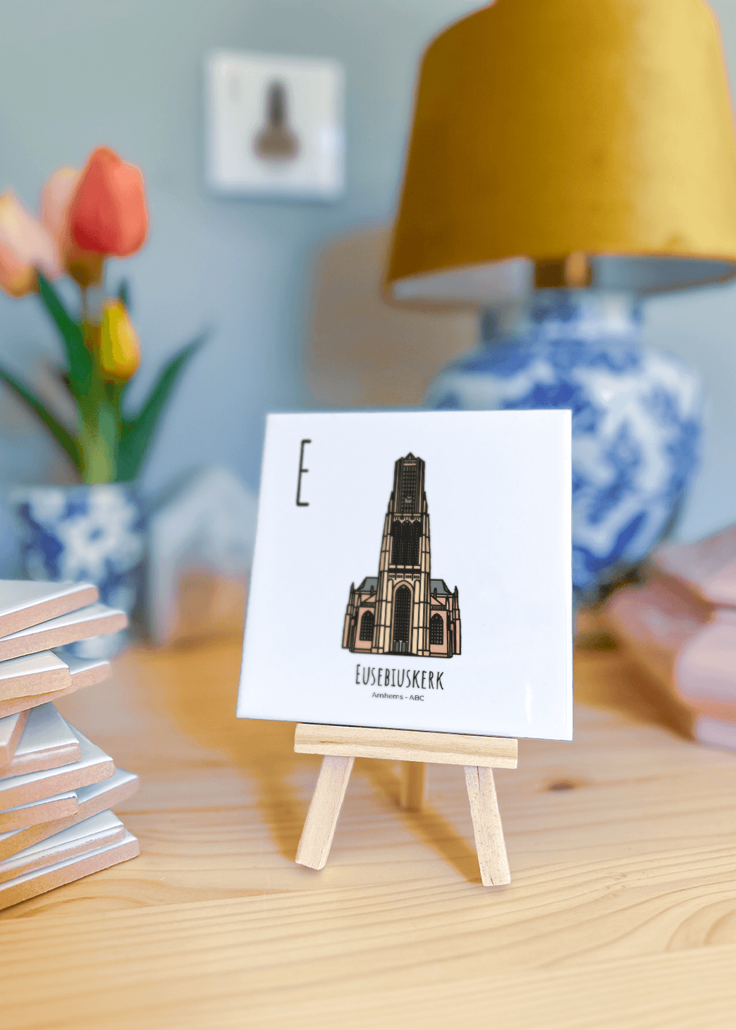 PosterPlaats ABC tegeltje Arnhem met eusebiuskerk als leuk lokaal cadeau of relatiegeschenk