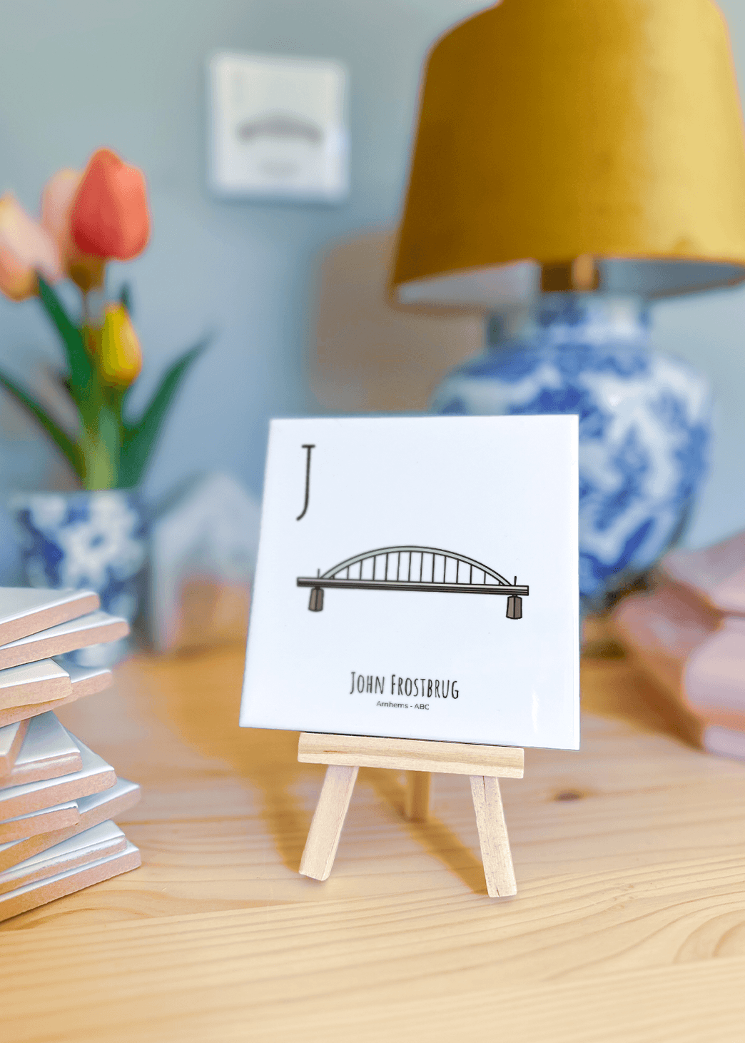 PosterPlaats ABC tegeltje Arnhem met john frostbrug als leuk lokaal cadeau of relatiegeschenk