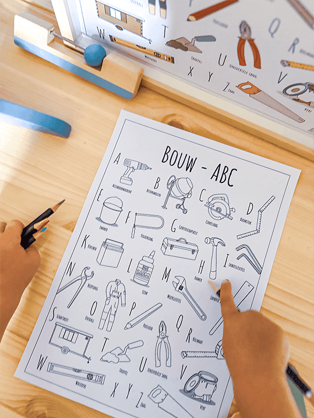 Blog over nieuw ABC kleurplaat Bouw